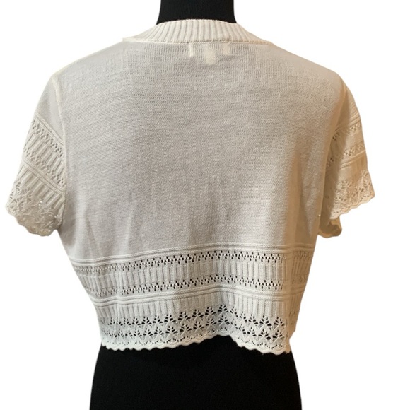 Signature by Robbie Bee Ivory Short Sleeved Cardigan Sweater/Shrug Women’s Sz 10 - Picture 3 of 11